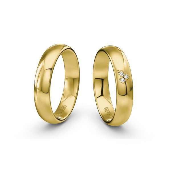 Romantiske Siersbøl vielsesringe i 14 eller 9 karat guld med 0,021 ct diamanthjerte